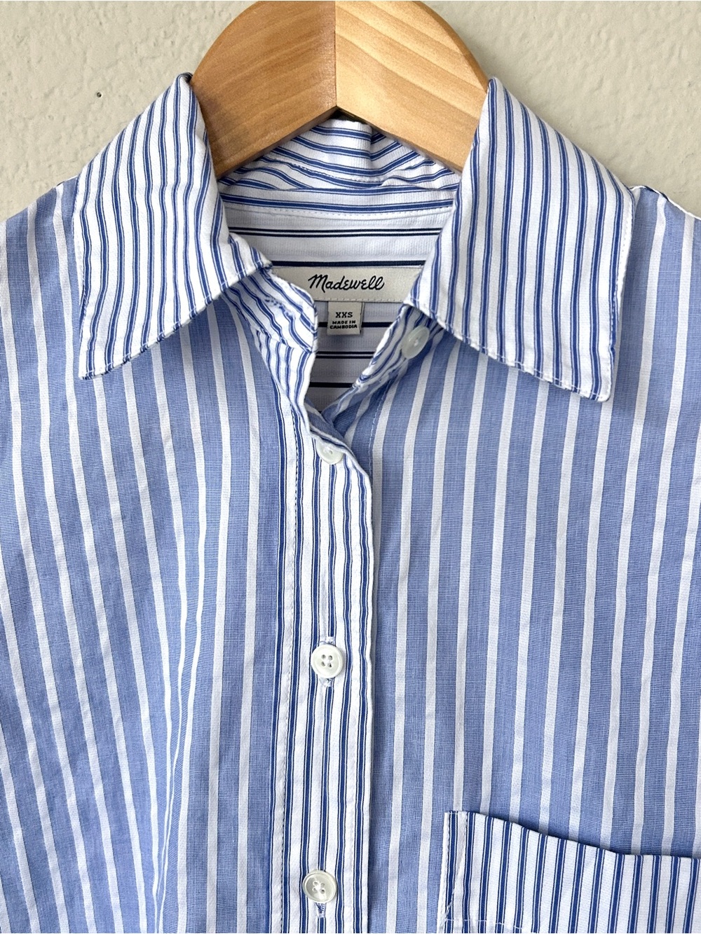 NWOT Madewell Oversized Button-Up Shirt, Light Blue & White Stripe - Picture 10 of 13